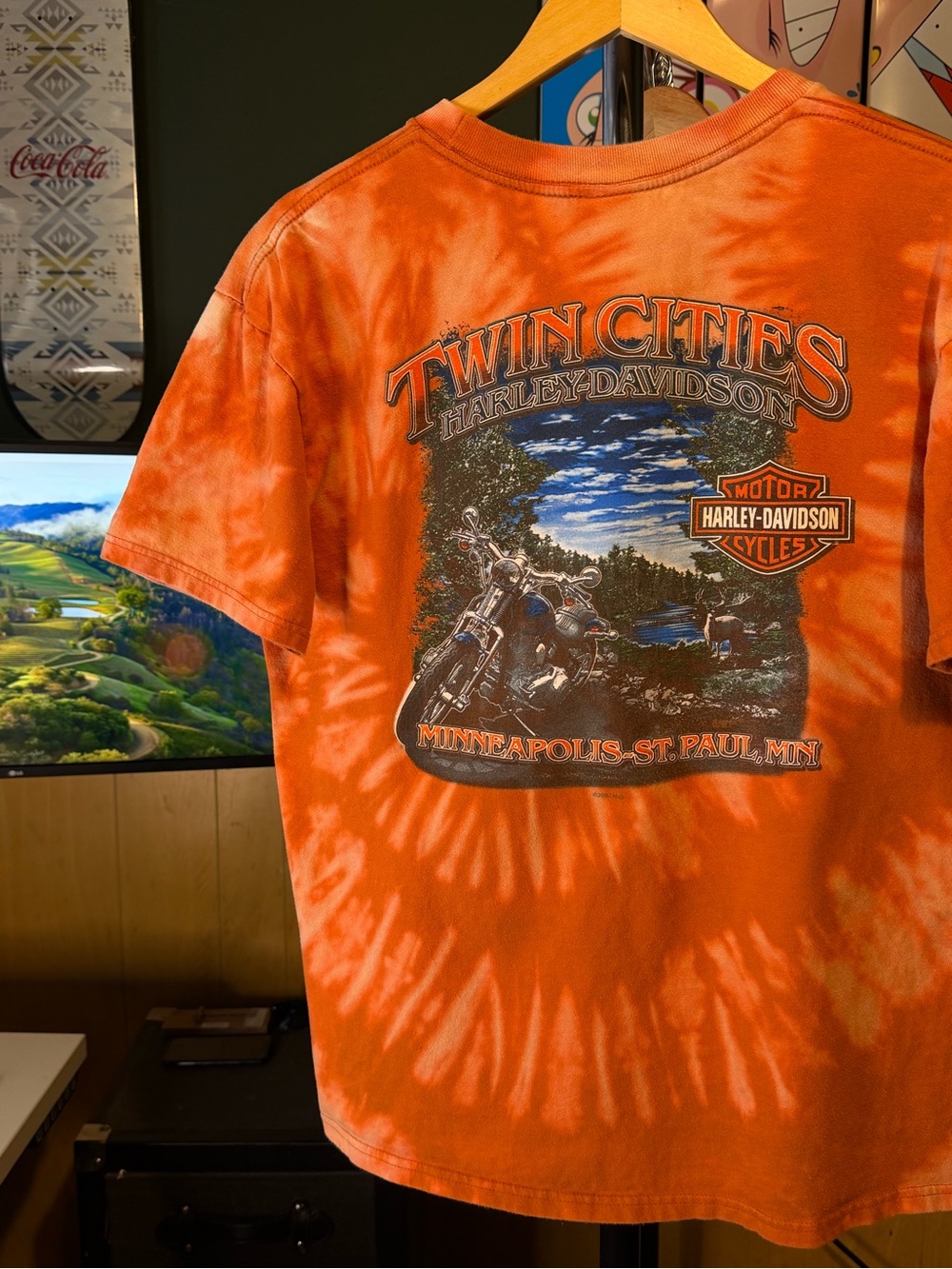 Harley-Davidson Orange Tie-Dye Twin Cities Motorcycle Tee size L